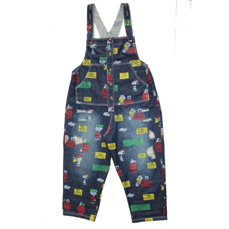 Retro Denim Jumpsuit Met Cartoonprint