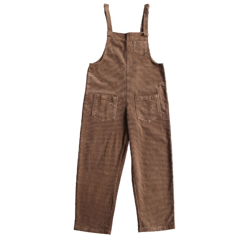 Retro Losse Casual Katoenen Corduroy Jumpsuit