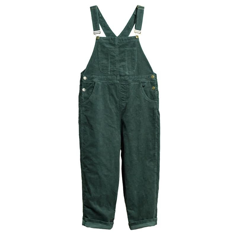 Retro Losvallende Corduroy Damesjumpsuit Met Wijde Pijpen