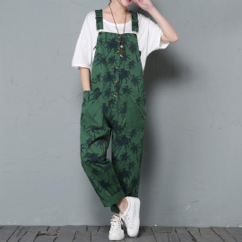 Spring Bib Dames Losse Casual Print Jumpsuit