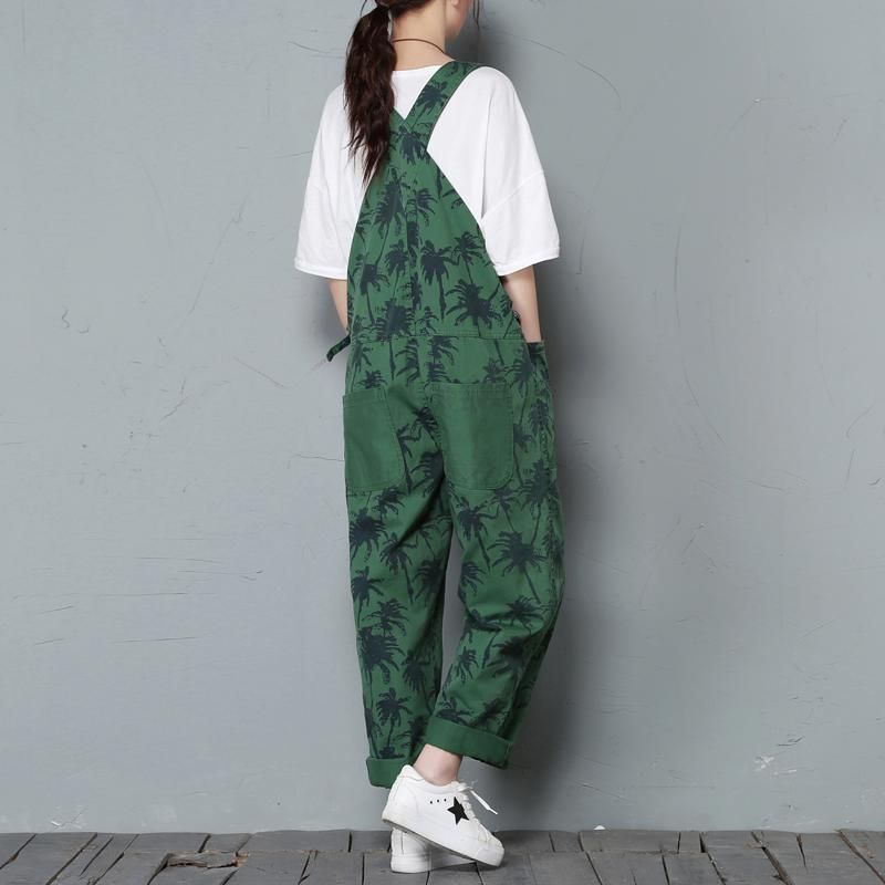 Spring Bib Dames Losse Casual Print Jumpsuit