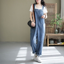 Vrouwen Casual Lente Katoenen Denim Losse Jumpsuit