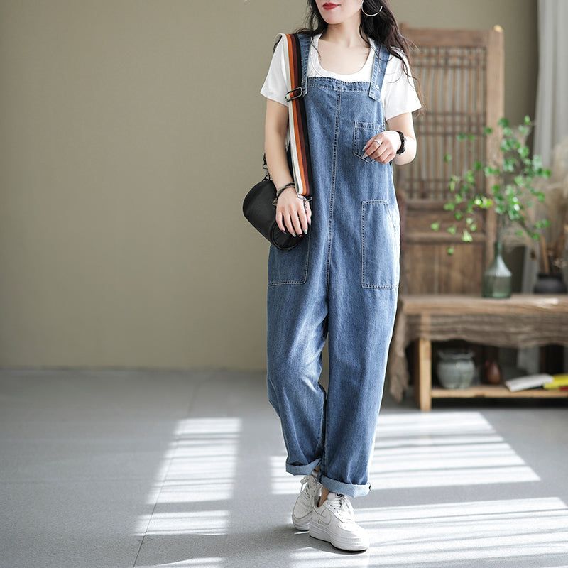 Vrouwen Casual Lente Katoenen Denim Losse Jumpsuit