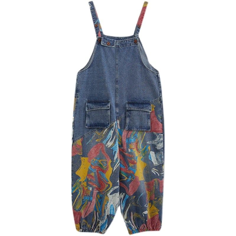 Vrouwen Lente Zomer Losse Katoenen Denim Jumpsuit