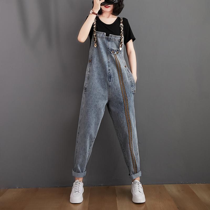 Vrouwen Retro Losse Herfst Denim Jumpsuit