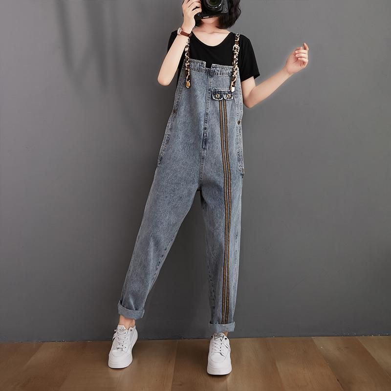 Vrouwen Retro Losse Herfst Denim Jumpsuit