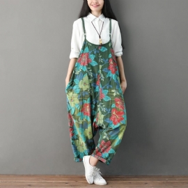 Zomer Casual Bloemen Zakken Vrouwen Groene Jumpsuits