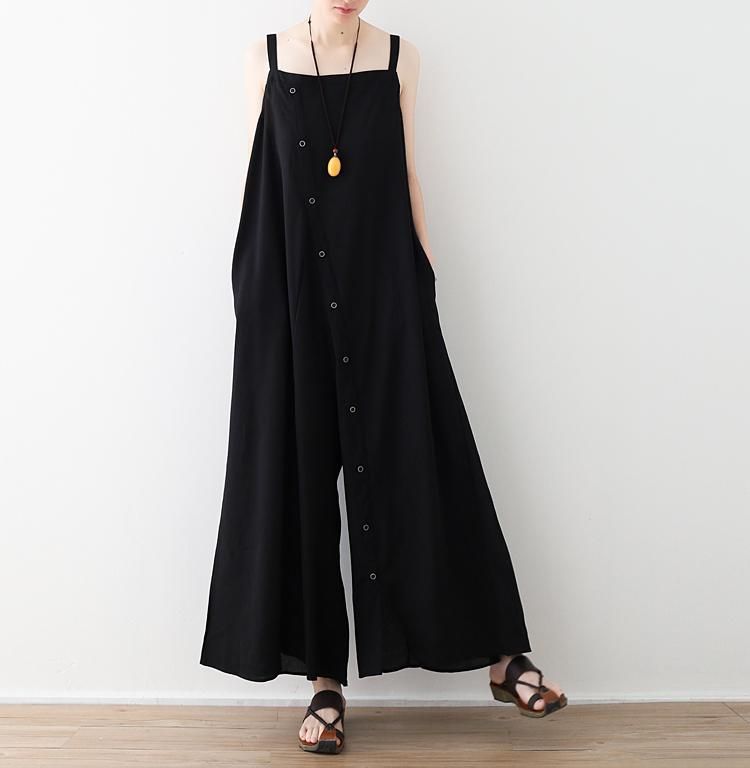 Zomer Literaire Asymmetrische Losse Katoenen Linnen Jumpsuits