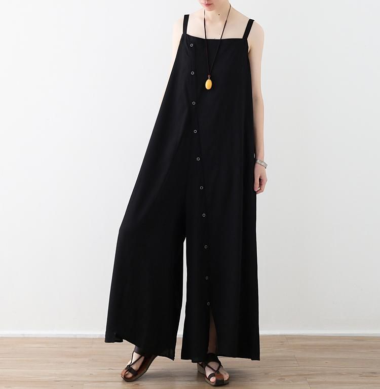 Zomer Literaire Asymmetrische Losse Katoenen Linnen Jumpsuits