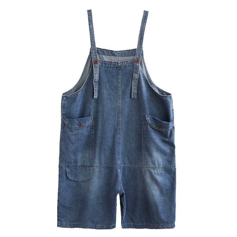 Zomer Losse Casual Katoenen Denim Jumpsuit