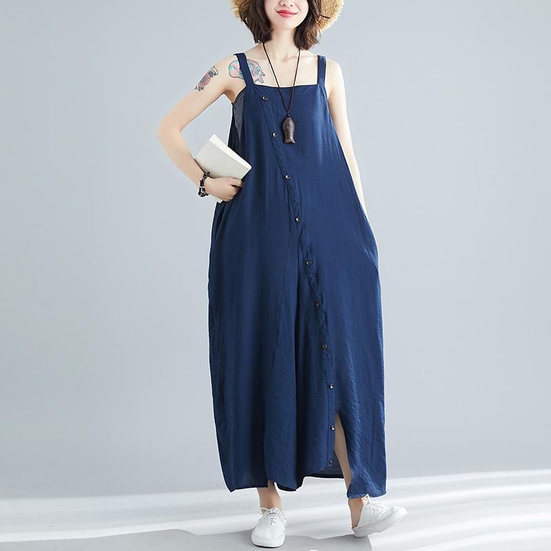 Zomer Solid Single Button Casual Losse Jumpsuits Voor Dames