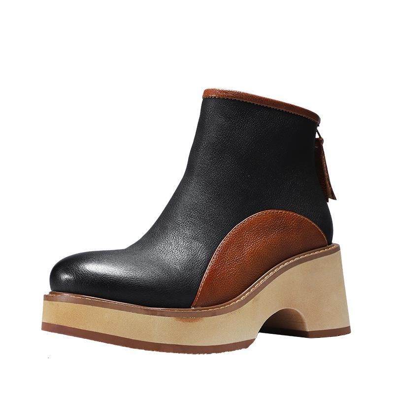 Dames Vintage Herfst Dikke Slipsole Laarzen