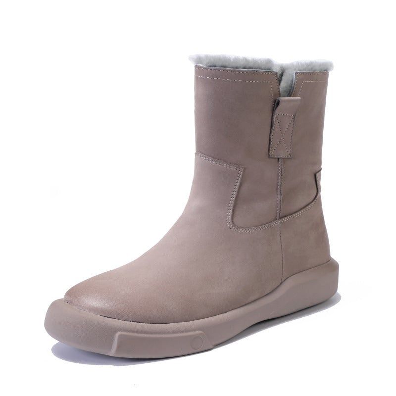 Dames Winter Bont Leer Casual Sneeuwlaarzen Snowboots