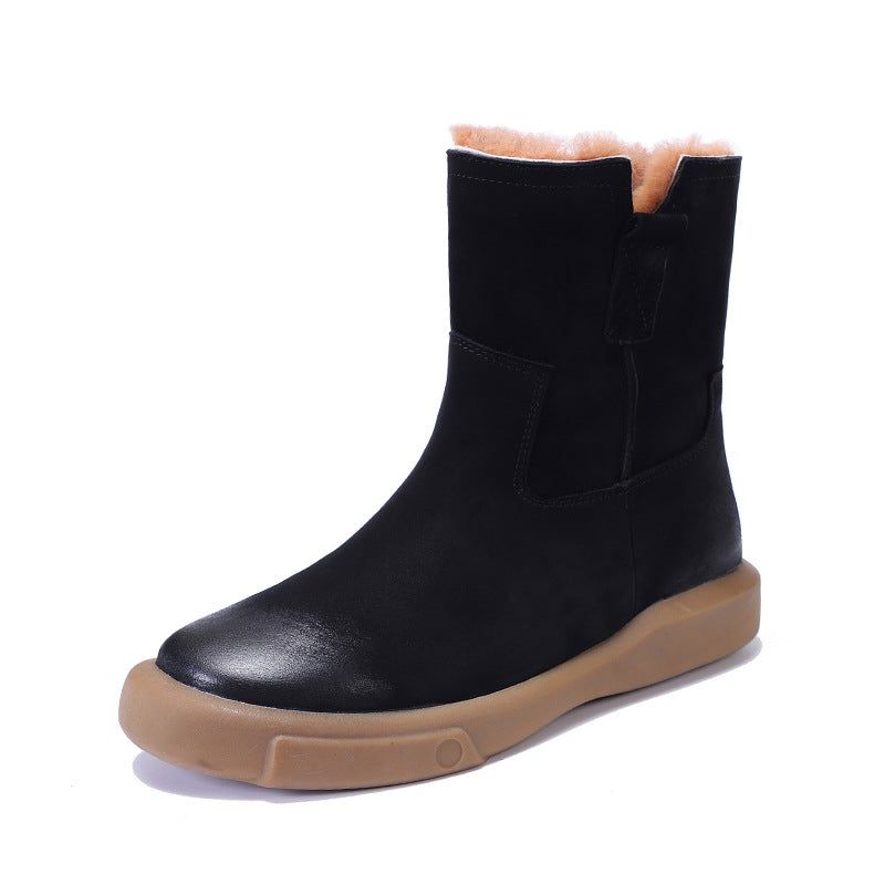 Dames Winter Bont Leer Casual Sneeuwlaarzen Snowboots