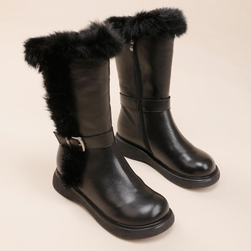 Dames Winter Faux Fur Riem Leren Snowboots Sneeuwlaarzen