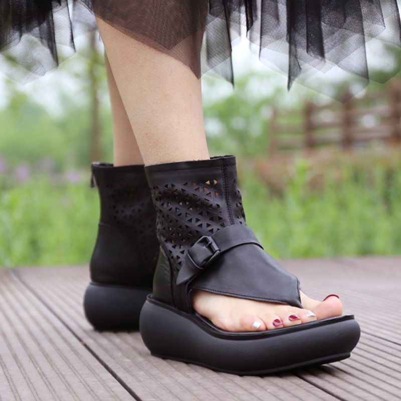 Dames Zomer Leer Hollow Out Casual Clip Teen Laarzen Sandalen