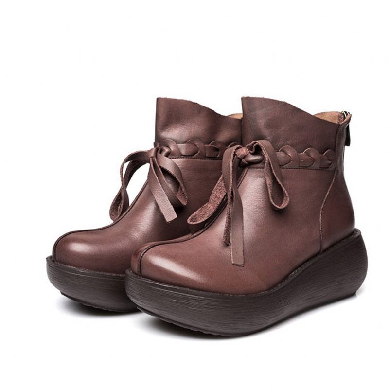 Herfst Winter Wedge Etnische Rretro-laarzen Voor Dames