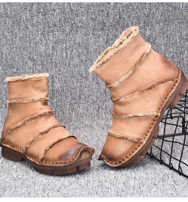 Retro Leren Enkellaarzen Platte Bodem Martin Boots Laarzen Schoenen