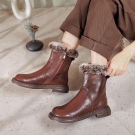 Winter Retro Leren Pluche Casual Faux Fur Boots