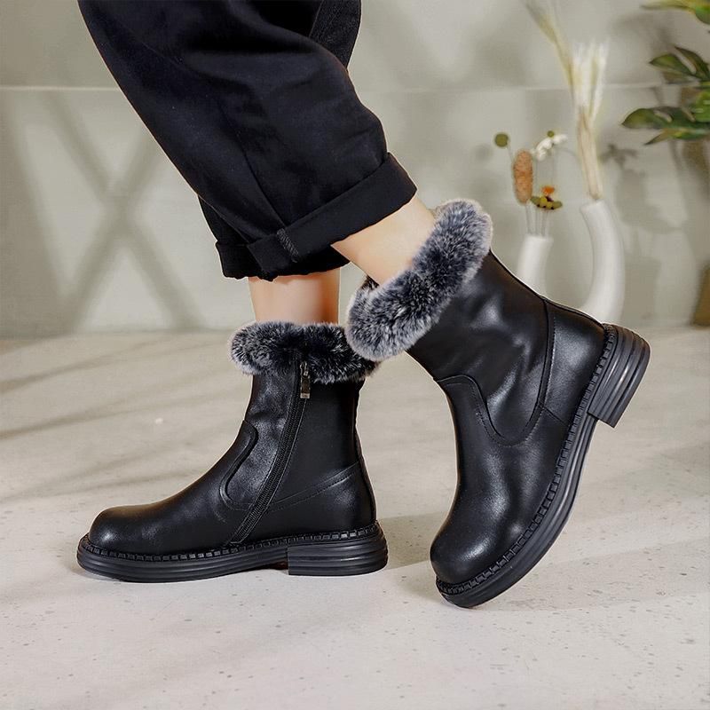 Winter Retro Leren Pluche Casual Faux Fur Boots