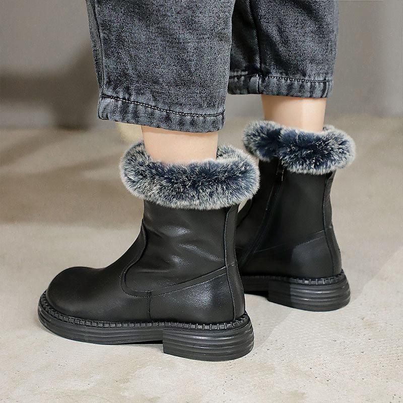 Winter Retro Leren Pluche Casual Faux Fur Boots