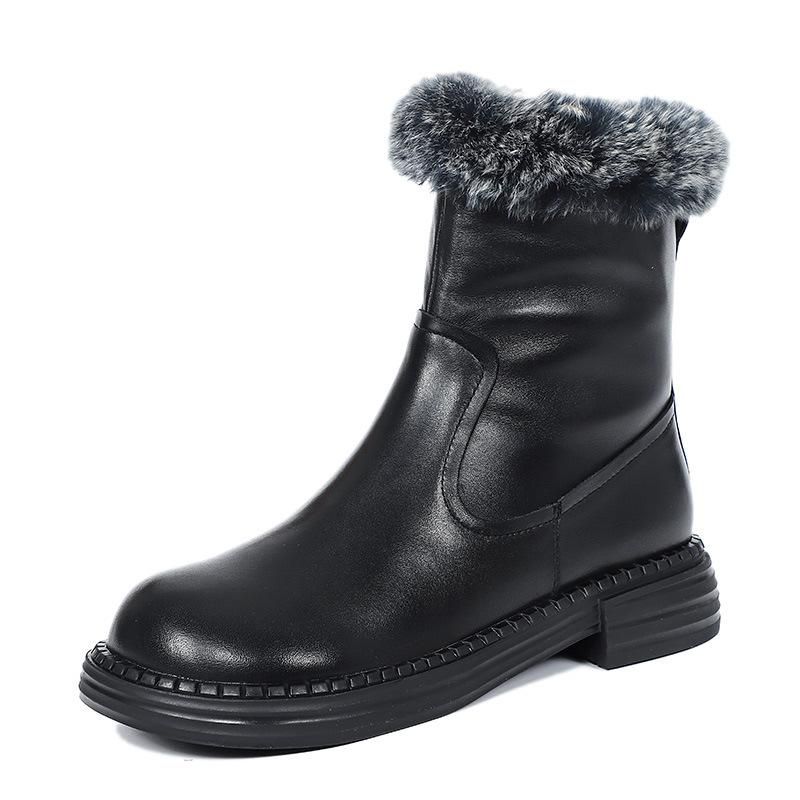 Winter Retro Leren Pluche Casual Faux Fur Boots