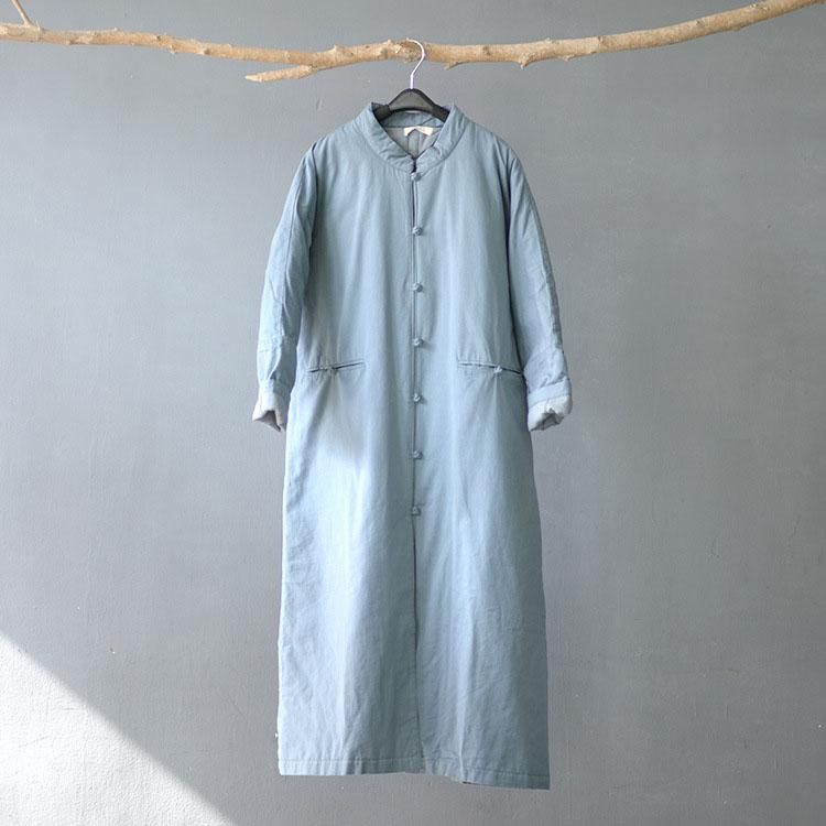 Chinese Retro Opstaande Kraag Dikke Trenchcoat