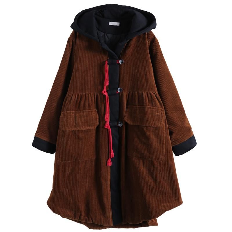 Herfst Winter Retro Plus Size Corduroy Hoodie Jas