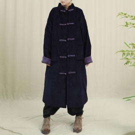 Knappe Corduroy Winterjas In Retro Chinese Stijl