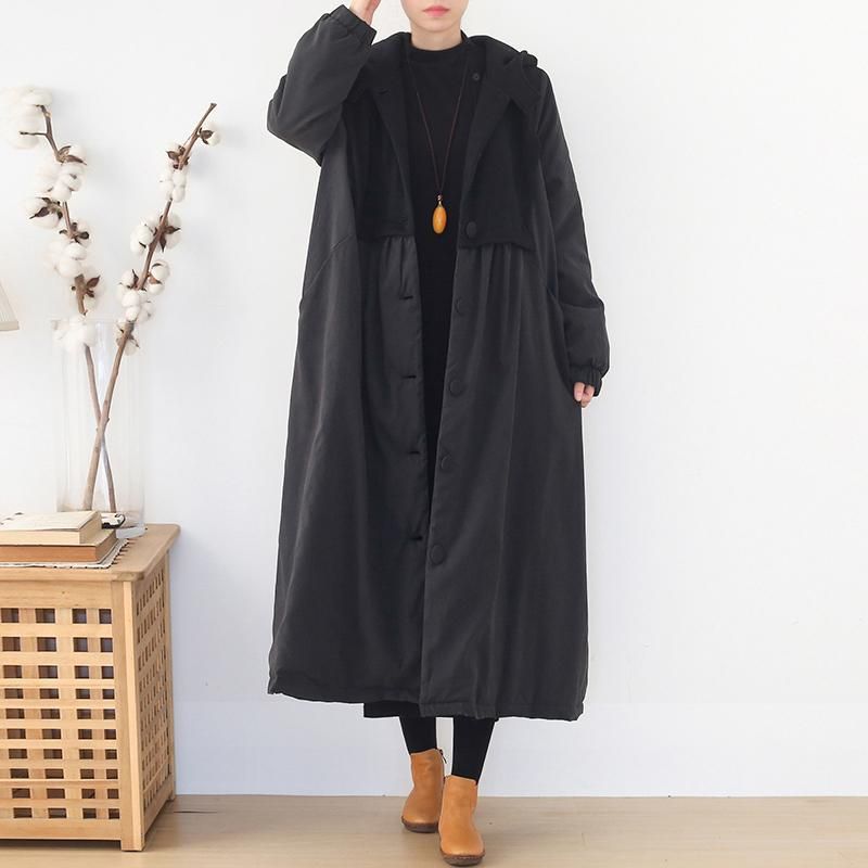 Oversized Katoenen Lange Jas Met Capuchon