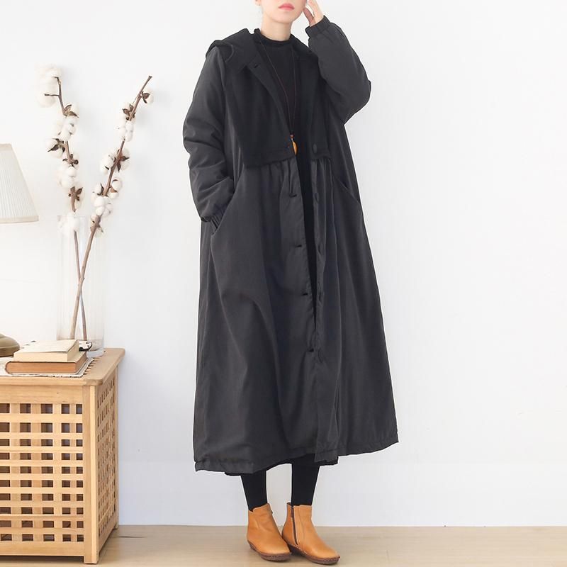 Oversized Katoenen Lange Jas Met Capuchon