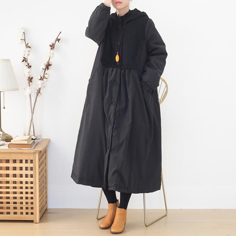 Oversized Katoenen Lange Jas Met Capuchon