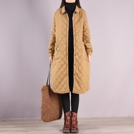 Plus Size Winter Casual Dikke Katoenen Overjas Met Één Rij Knopen