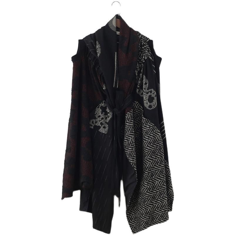 Sjaal Trenchcoat Met Onregelmatige Kanten Print