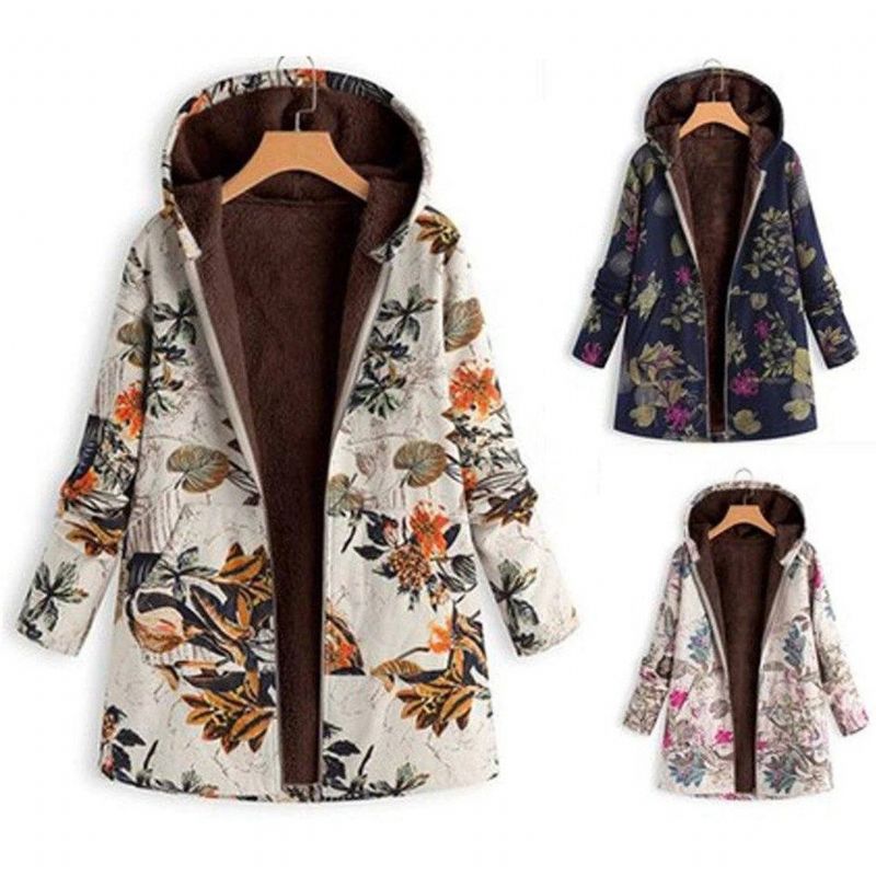 Winter Hooded Composiet Jas Print Damesjas Jas