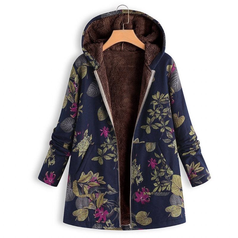 Winter Hooded Composiet Jas Print Damesjas Jas