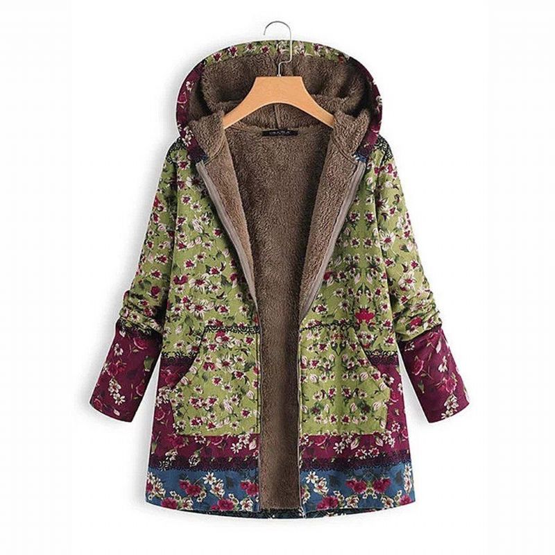 Winter Hooded Composiet Jas Print Damesjas Jas