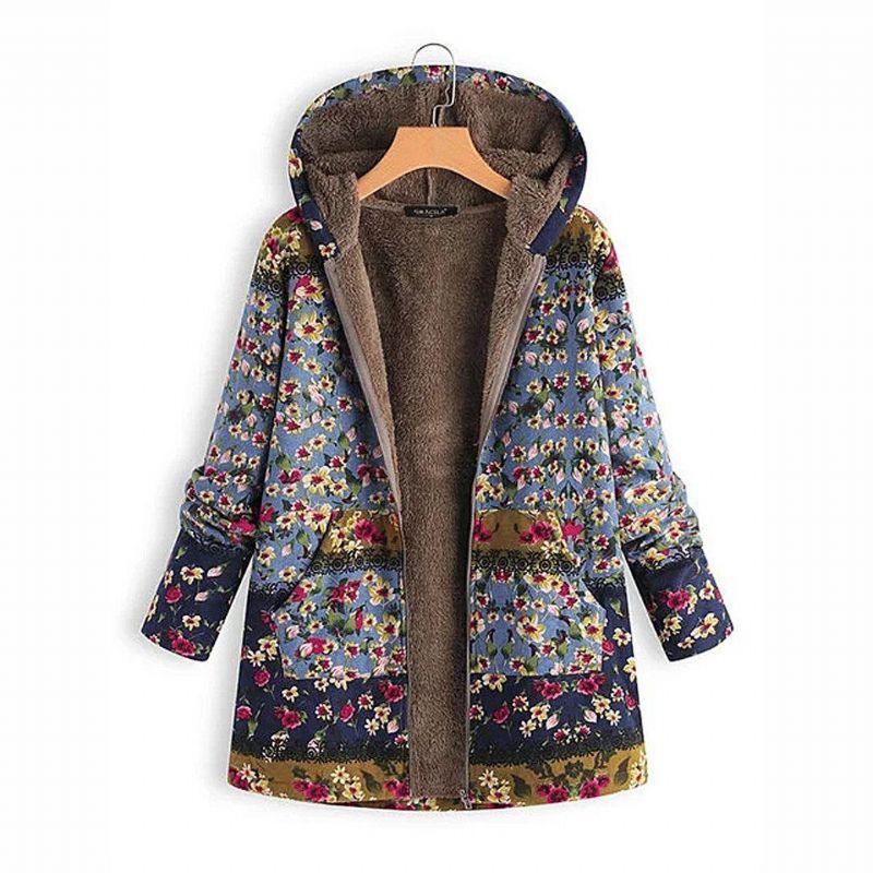 Winter Hooded Composiet Jas Print Damesjas Jas