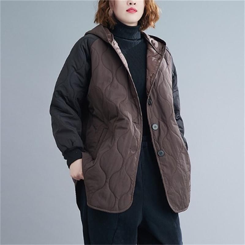 Winter Kleur Matching Losse Plus Size Capuchon Jas