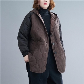 Winter Kleur Matching Losse Plus Size Capuchon Jas