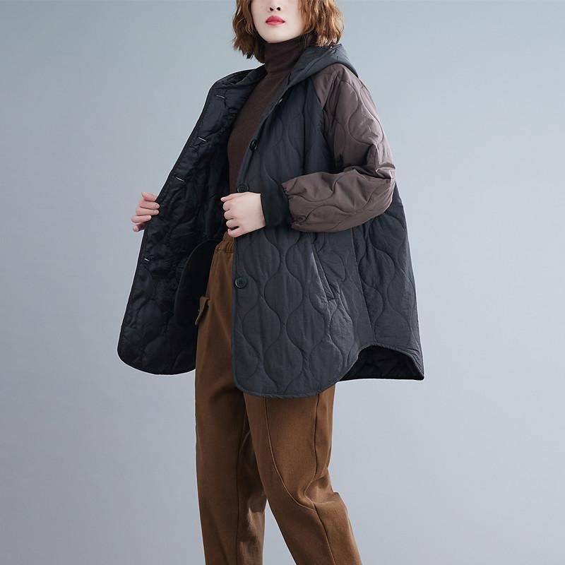 Winter Kleur Matching Losse Plus Size Capuchon Jas