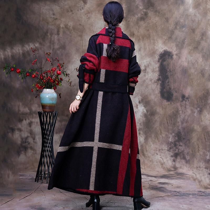 Winter Retro Casual Elegante Fleece Plaid Overjas