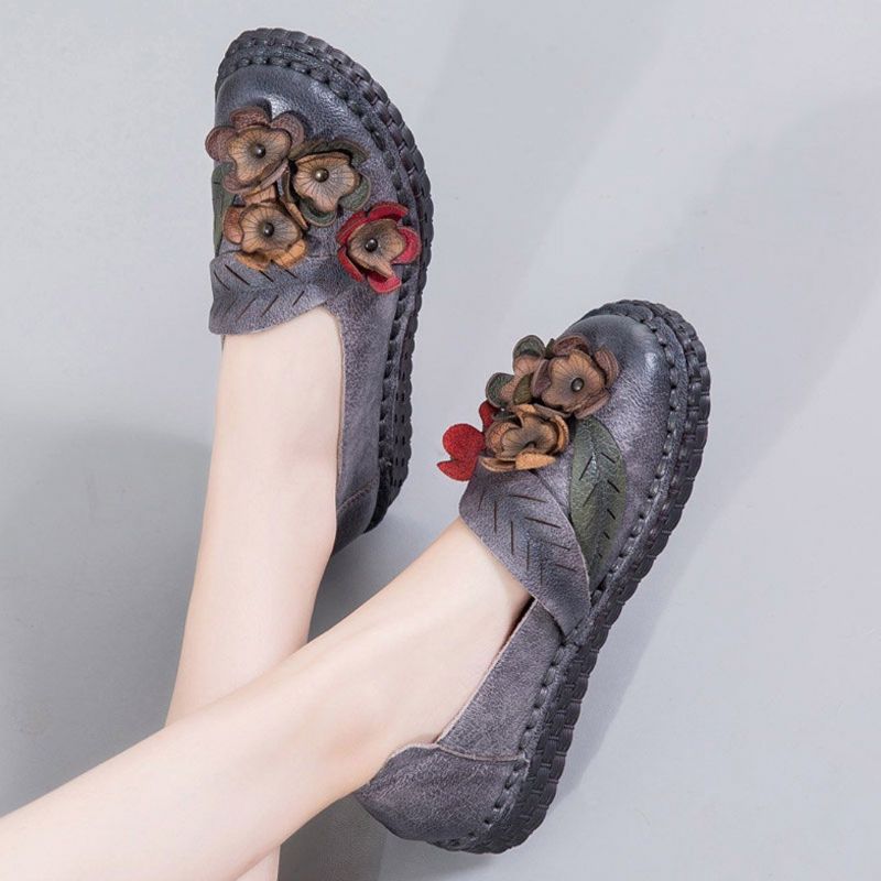 Bloemen Etnische Platte Schoenen Naaien Loafers Schoenen