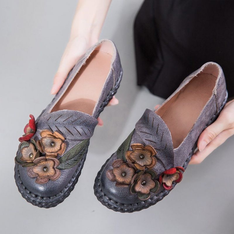 Bloemen Etnische Platte Schoenen Naaien Loafers Schoenen