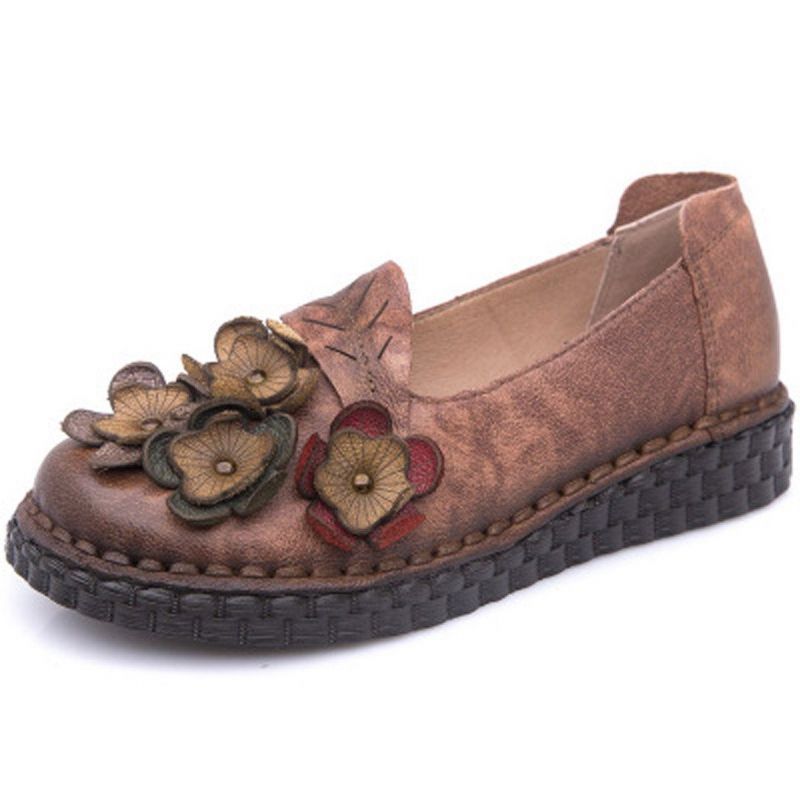 Bloemen Etnische Platte Schoenen Naaien Loafers Schoenen