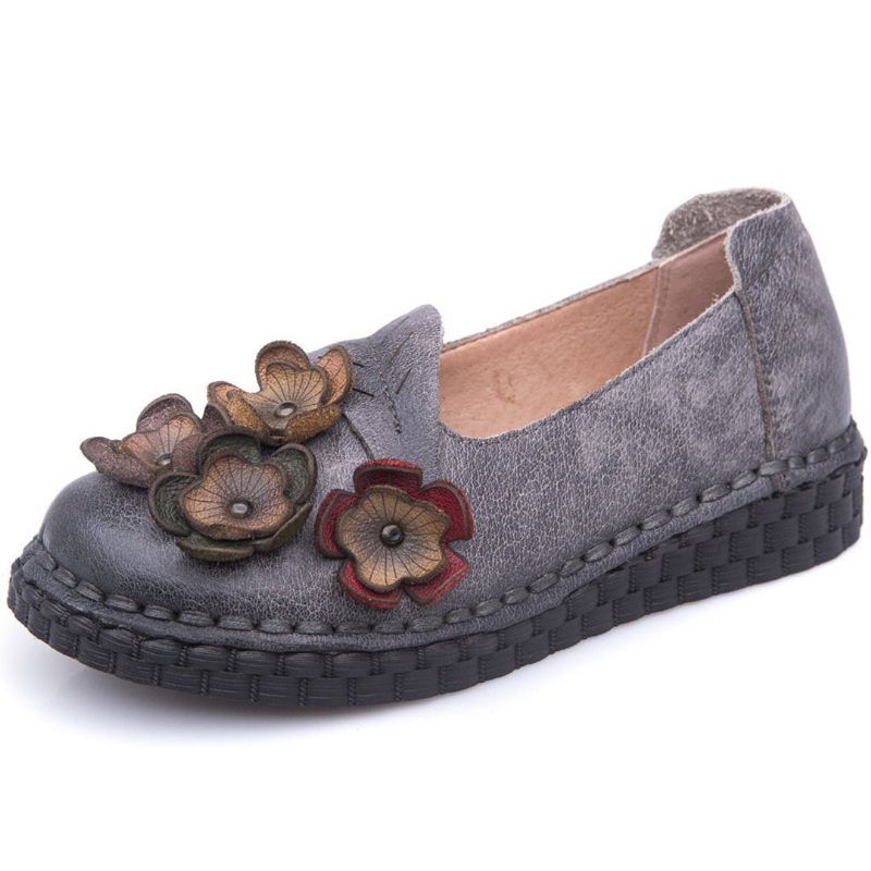 Bloemen Etnische Platte Schoenen Naaien Loafers Schoenen