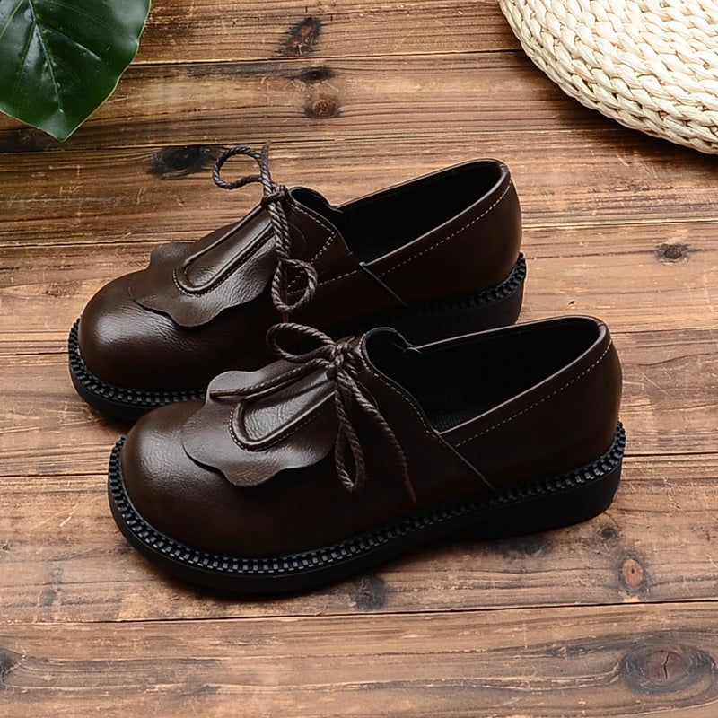 Dames Lente Lederen Handgemaakte Retro Loafers