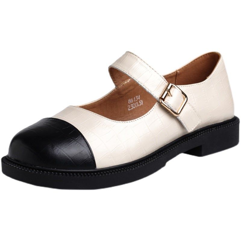 Dames Lente Retro Leren Velcro Soft Sole Loafers