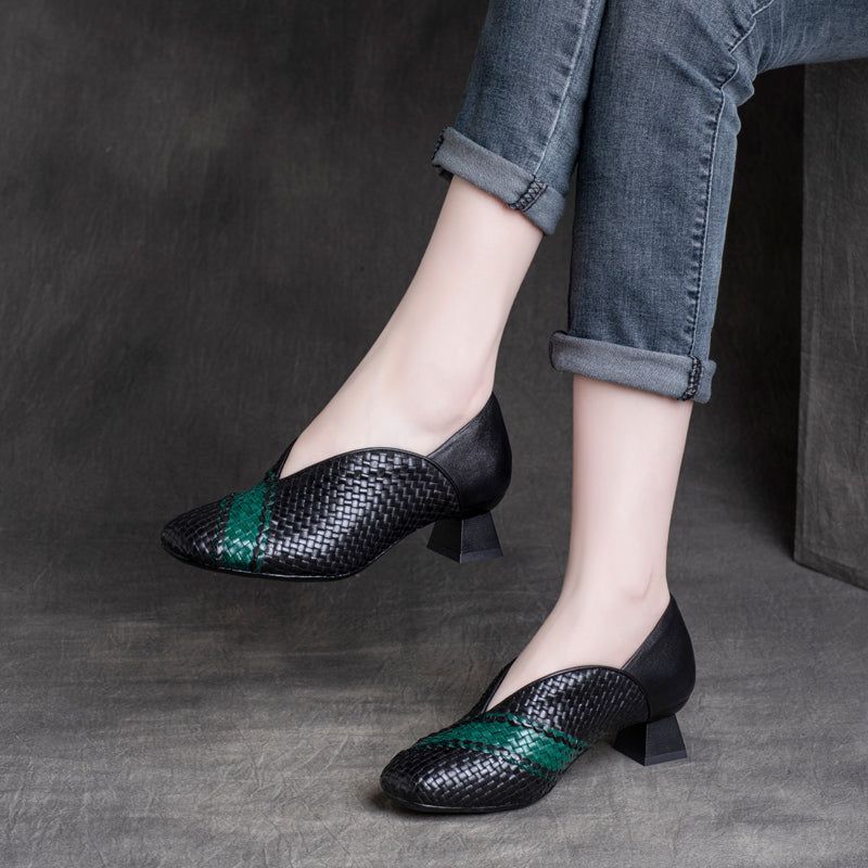 Dames Lente Zomer Gebreide Leren Casual Loafers