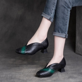 Dames Lente Zomer Gebreide Leren Casual Loafers